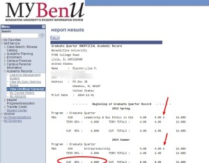 LMB's BenU Unofficial Transcript